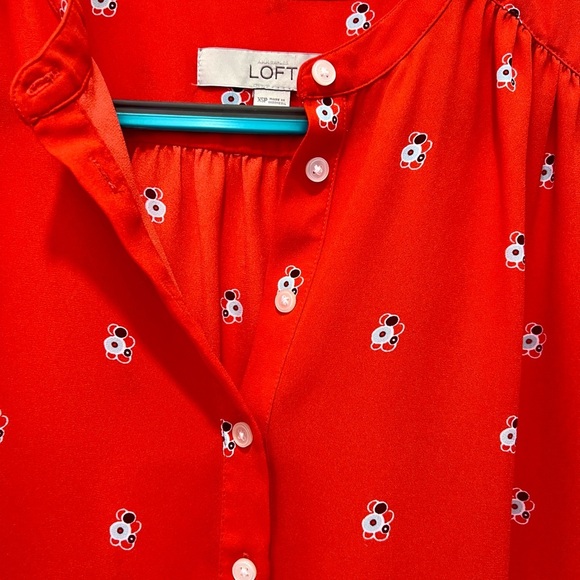 LOFT Orange Relaxed‎ Blouse with Mandarin Collar XSP - Picture 3 of 7